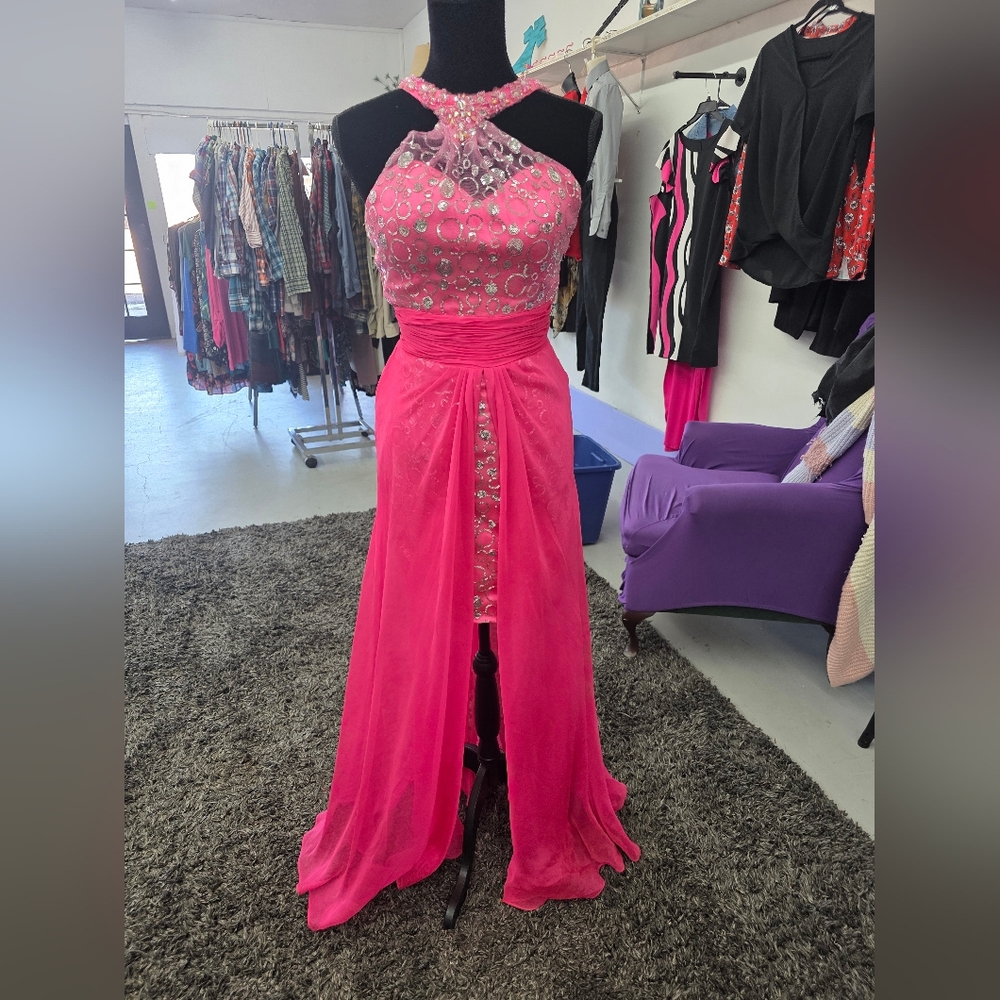 Elegant Pink High Low Dress